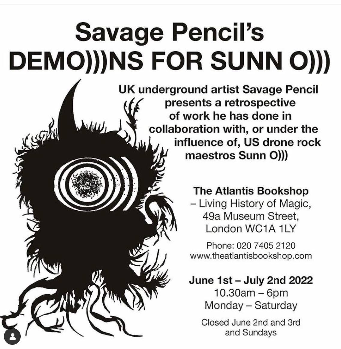 Savage Pencil expose son travail en résonance avec Sunn O dans une librairie occulte de
